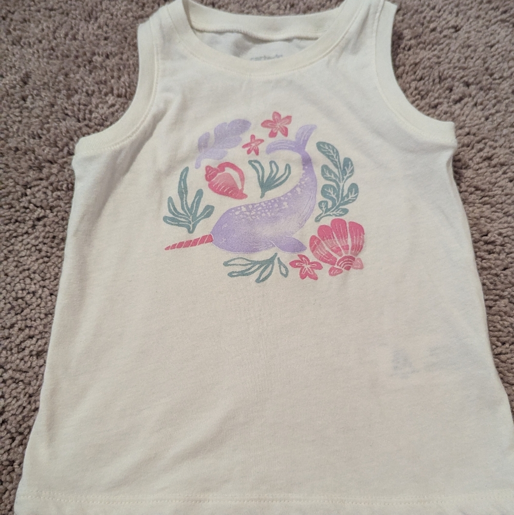 Carter's Cream Tank Top with Narwhal and Floral Design